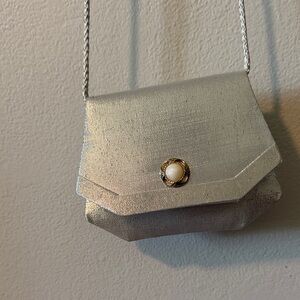 Silver Pearl-Accent Crossbody Bag